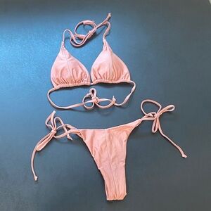 Women’s Two Piece Bikini Swimsuit Bathing Suit Triangle Halter Cheeky Thong